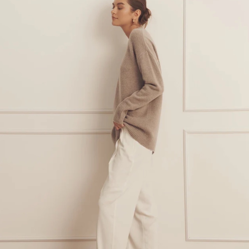 NAADAM Luxe Cashmere Oversized Crewneck Sweater  in Sand